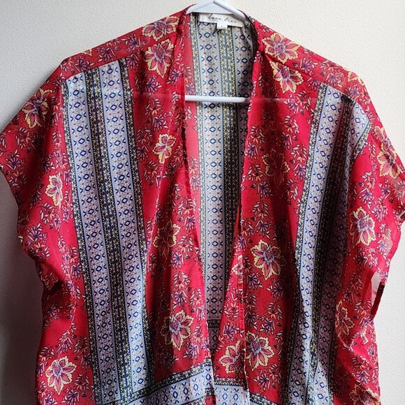 Love Tree Sheer Red Bohemian Style Open Blouse Size Small - Picture 5 of 15